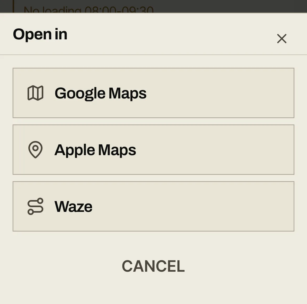 Turn by turn navigation open on the driver's phone, on the way to the next stop.