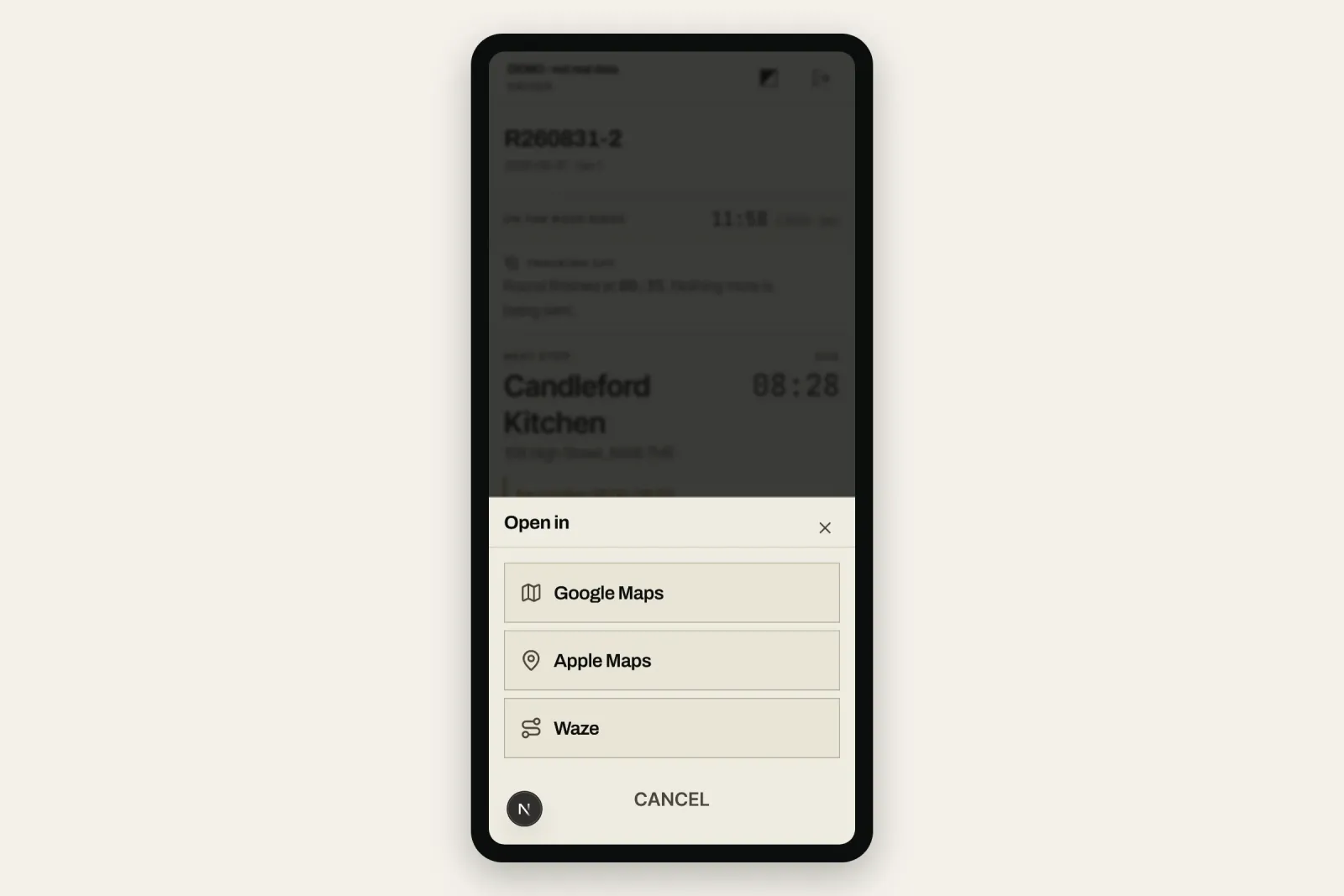 Turn by turn navigation open on the driver's phone.